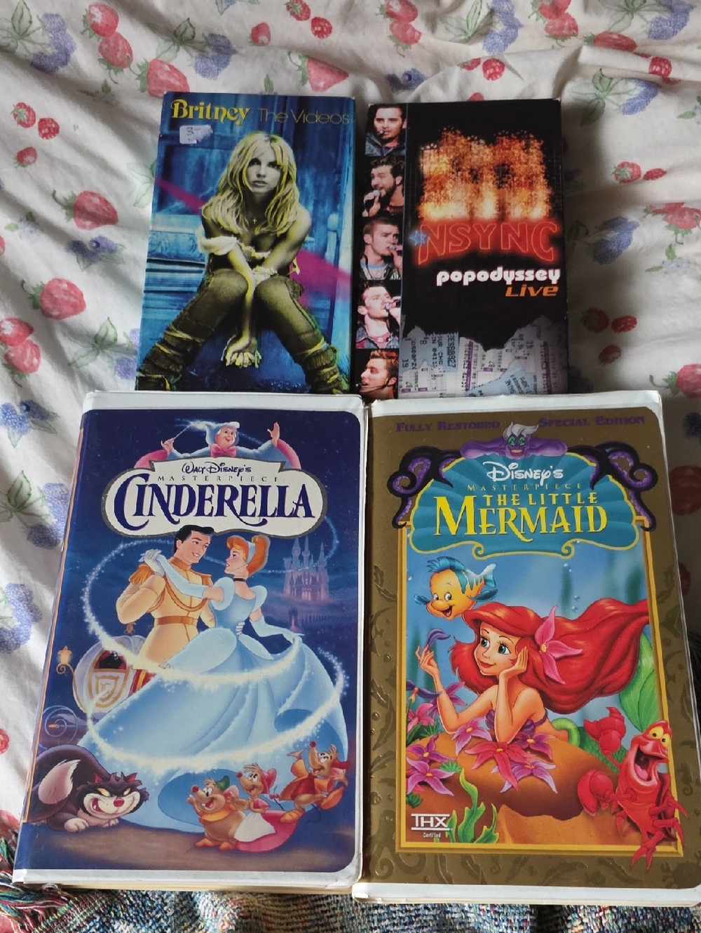 Disney Cinderella & The Little Mermaid VHS Duo + Britney & NSYNC Music VHS RARE